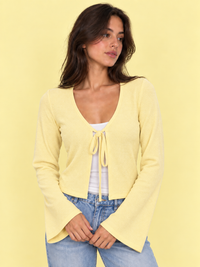 RIBBED TIE FRONT BLOUSE