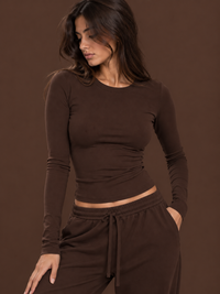 ROUND LONG SLEEVES COTTON TOP