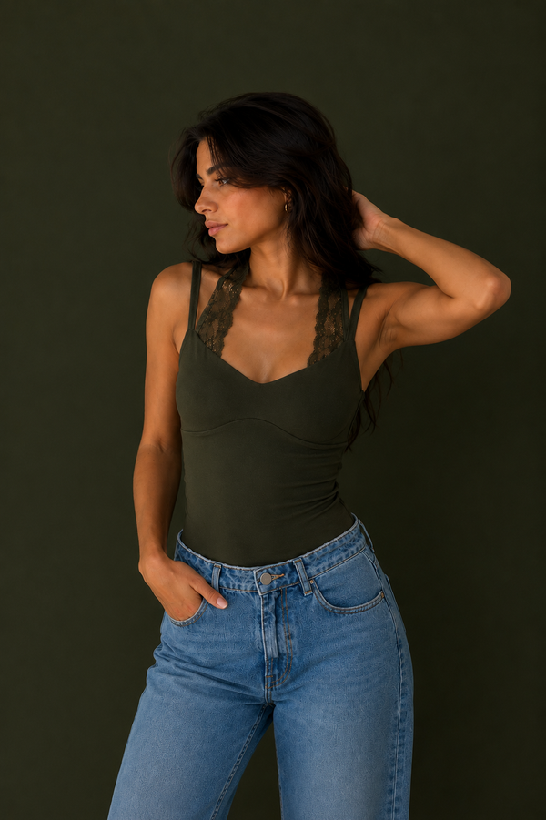 HALTER NECK LACE BODYSUIT