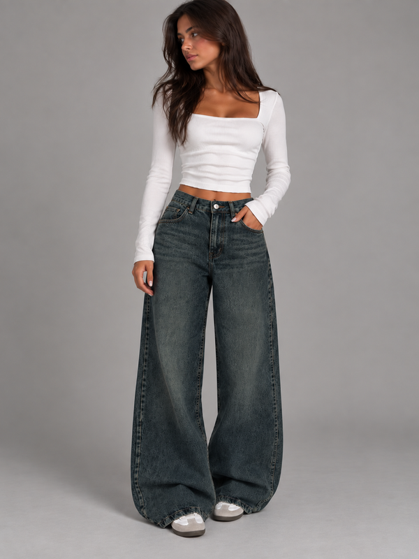 DARK DIRTY WIDE LEG JEANS