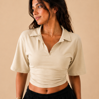 POLO V-NECK OVERSIZED SLEEVES