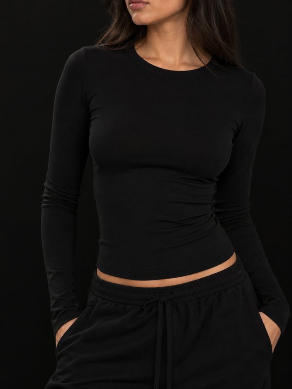 ROUND LONG SLEEVES COTTON TOP