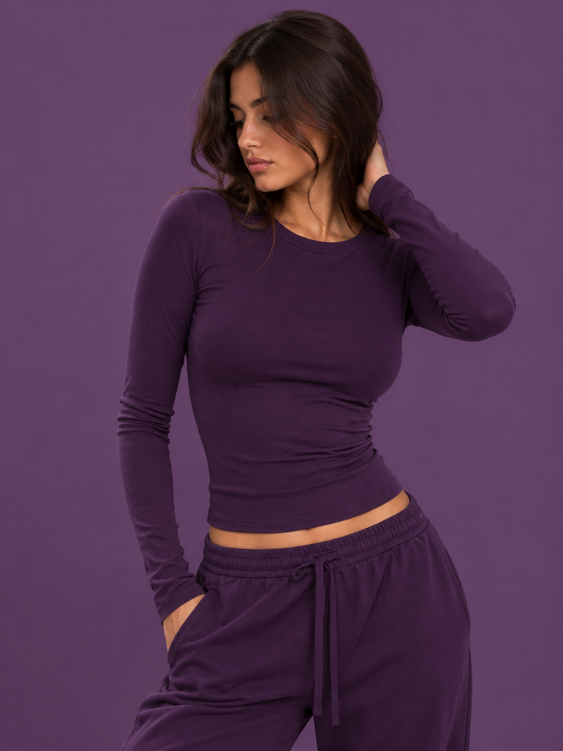 ROUND LONG SLEEVES COTTON TOP