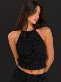SMOCKED HALTER TOP
