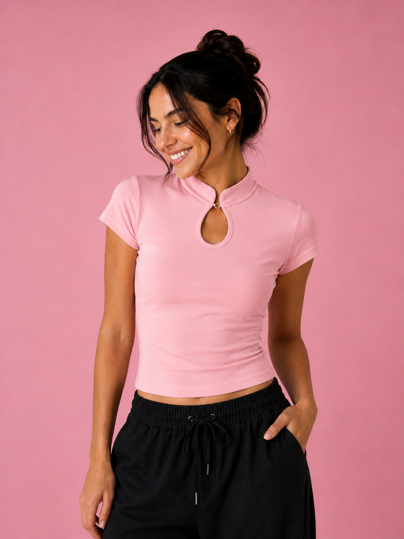 KEYHOLE HIGH NECK TOP