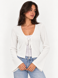 RIBBED TIE FRONT BLOUSE
