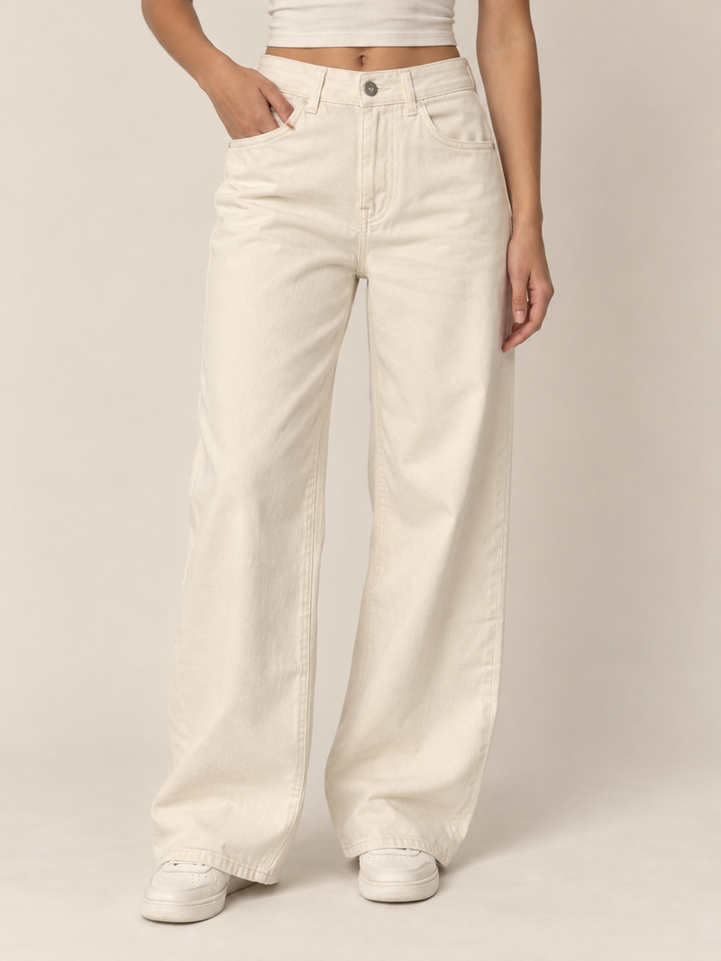 WHITE WIDE LEG JEANS