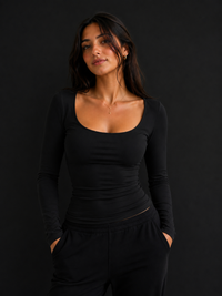 SQUARE LONG SLEEVE COTTON TOP