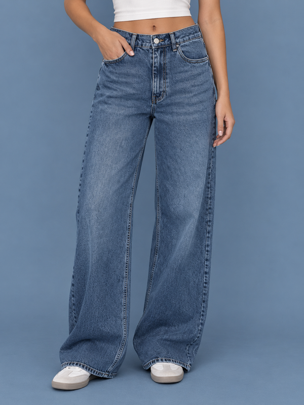 MEDIUM BLUE WIDE LEG PANTS