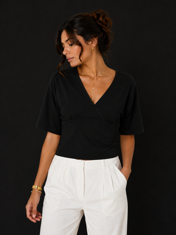 V-NECK DRAPED TOP