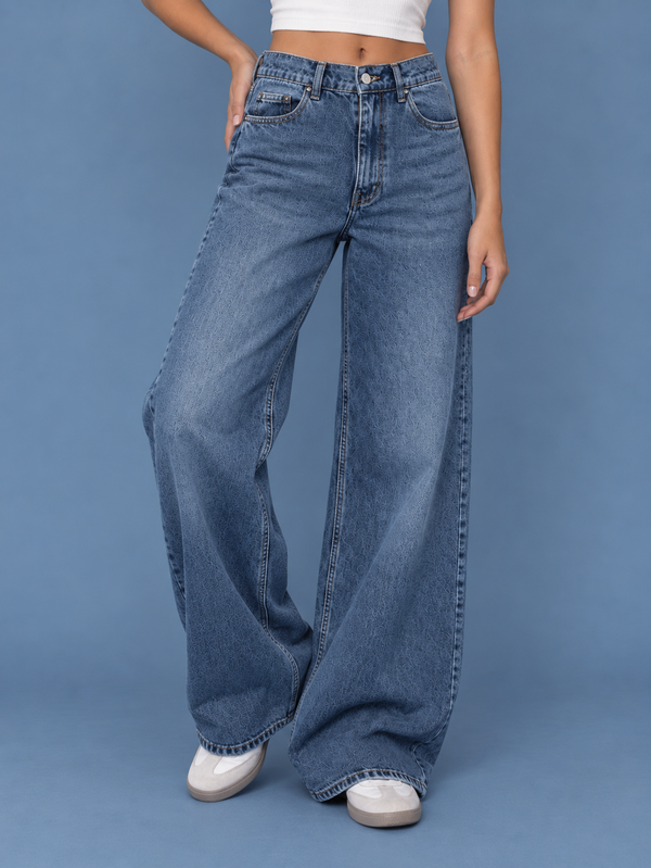 MEDIUM BLUE WIDE LEG PANTS