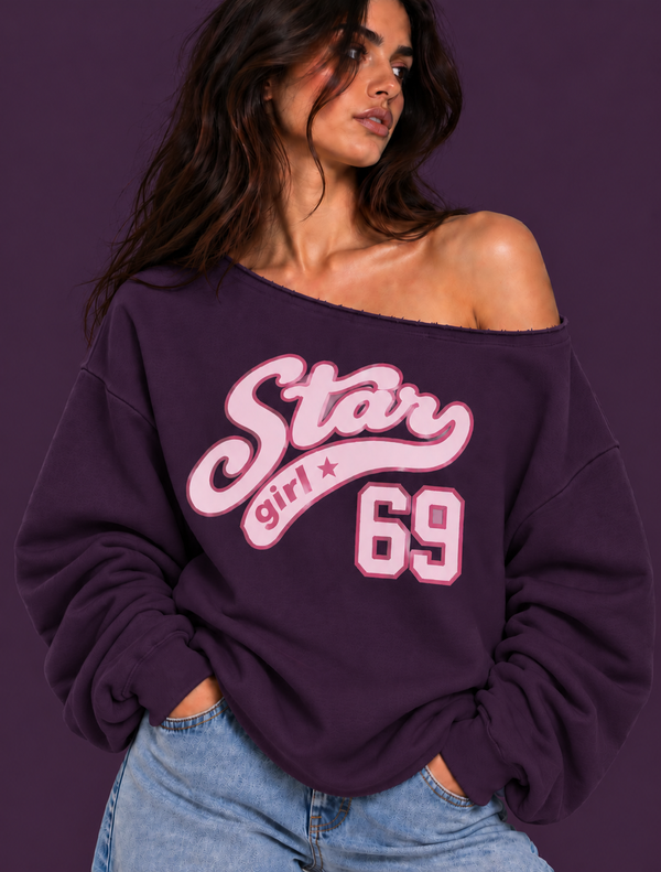 STAR GIRL  OFF-SHOULDER HOODIE